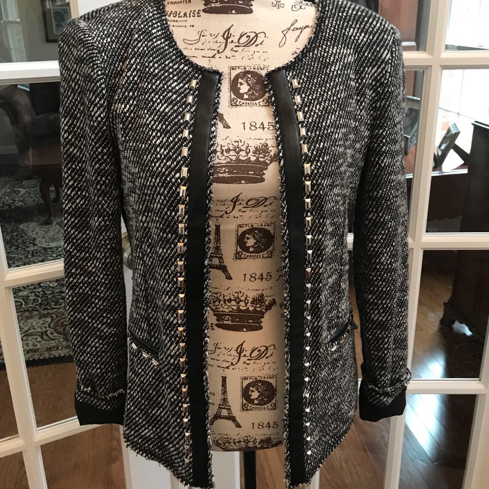 CACHE Tweed & Stud Blazer Jacket